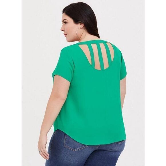 Torrid Abbey Georgette Cage Back Blouse - Picture 1 of 5